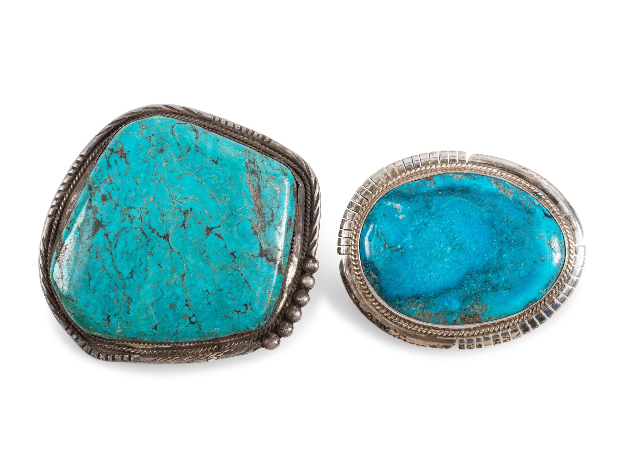 Navajo Silver and Turquoise Belt Buckles