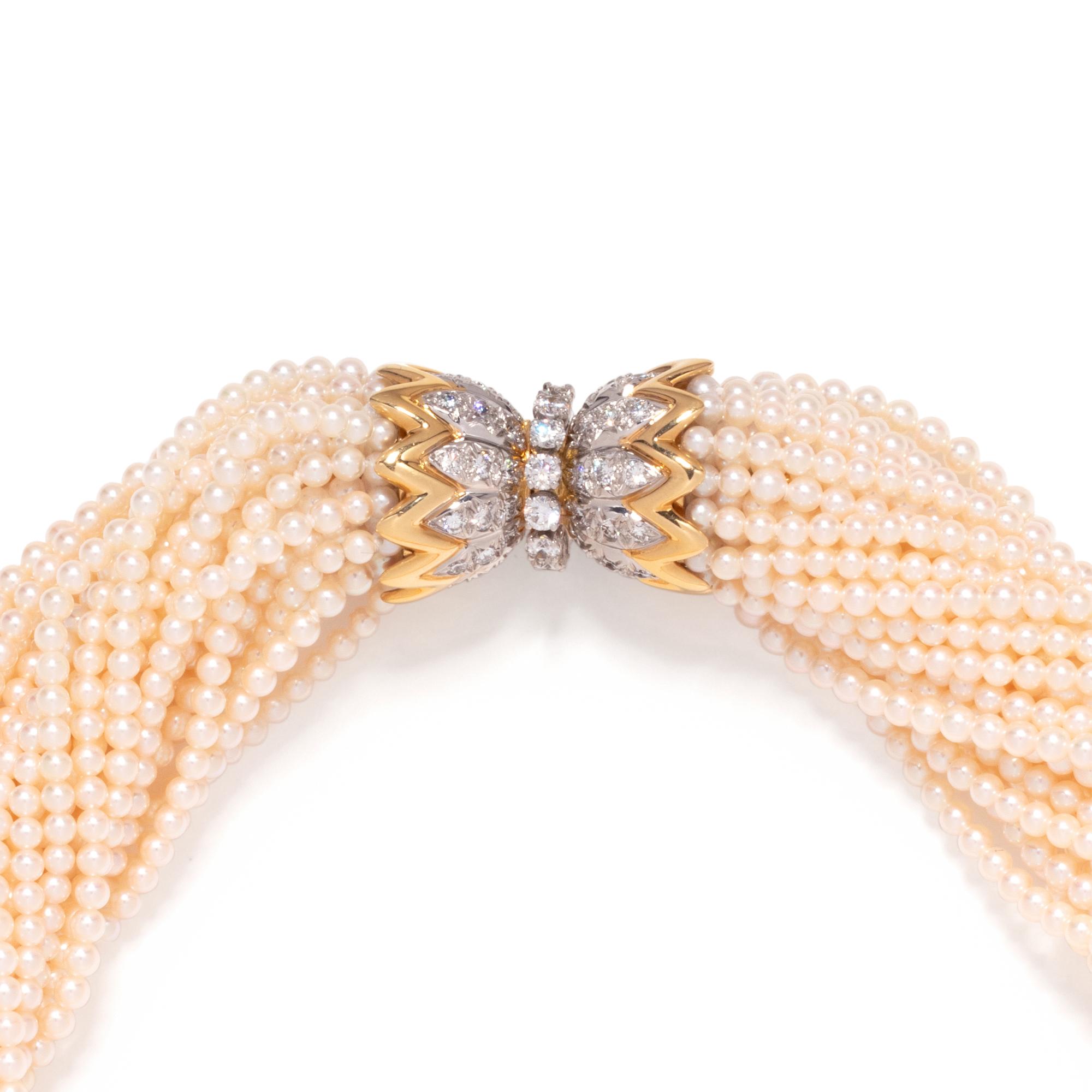 TIFFANY & CO., SCHLUMBERGER, CULTURED PEARL AND DIAMOND TORSADE NECKLACE