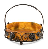 A French Art Deco Iron and Daum Glass Basket