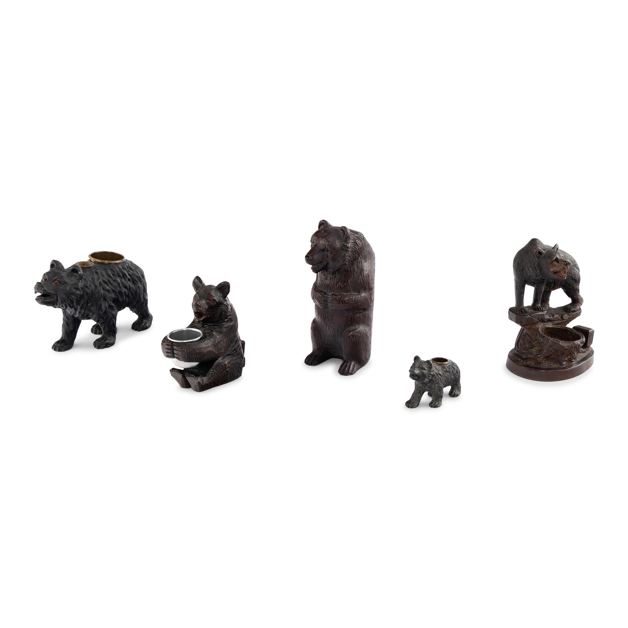 Five Black Forest Bear Table Objects