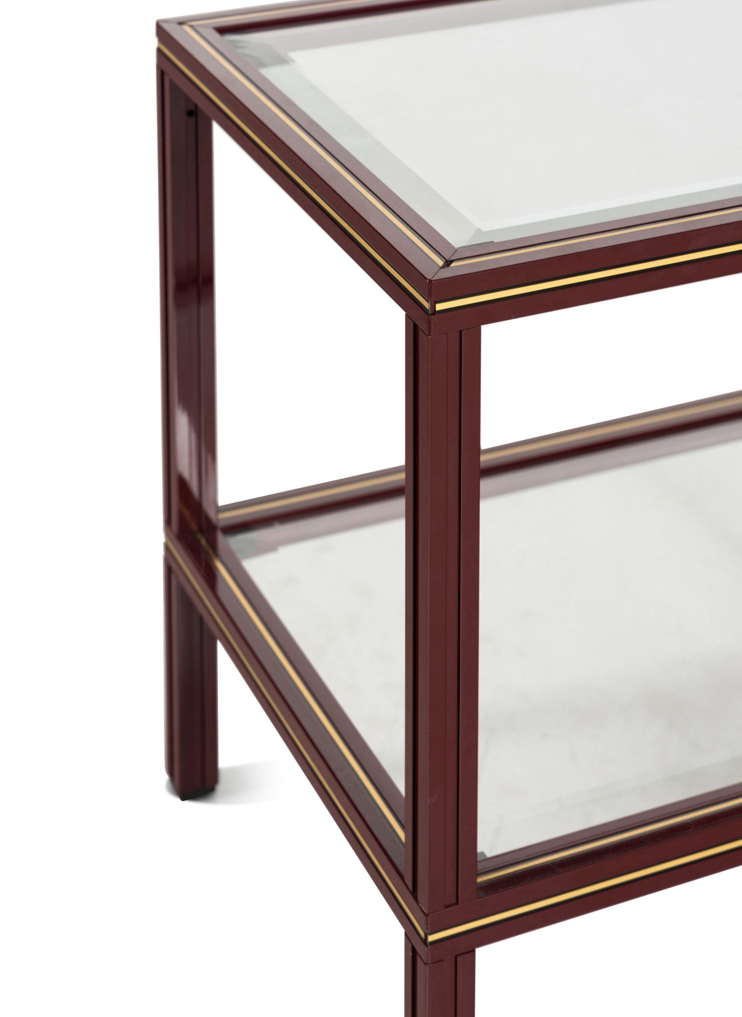 A Pair of Pierre Vandel Lacquer and Glass Side Tables