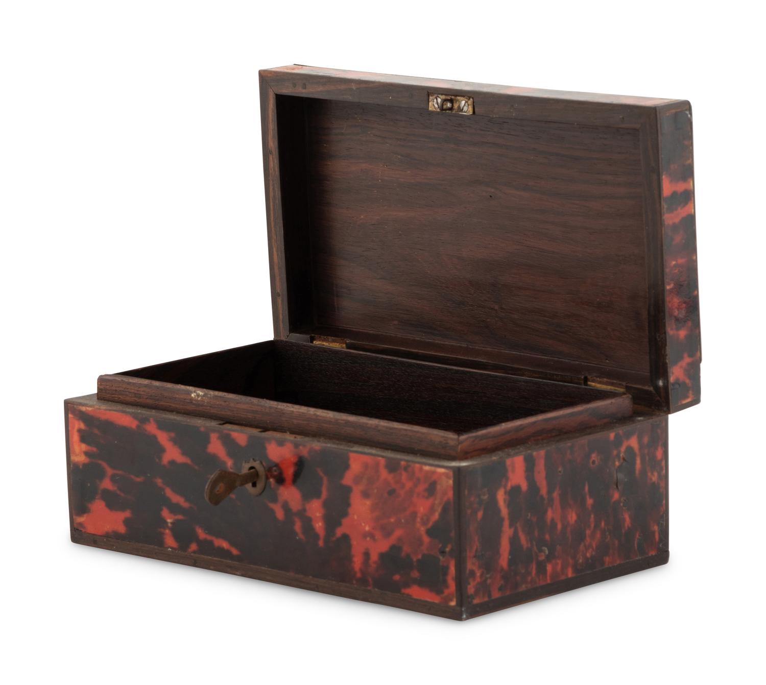 An English Red Tortoise Shell Tea Caddy