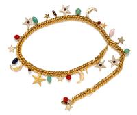 A Judith Leiber Moon and Stars Charm Chain Belt, 41" L x 3" W.