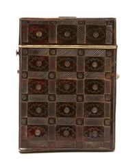 A Tooled Tortoise Shell Card Case, Height 4 inches.