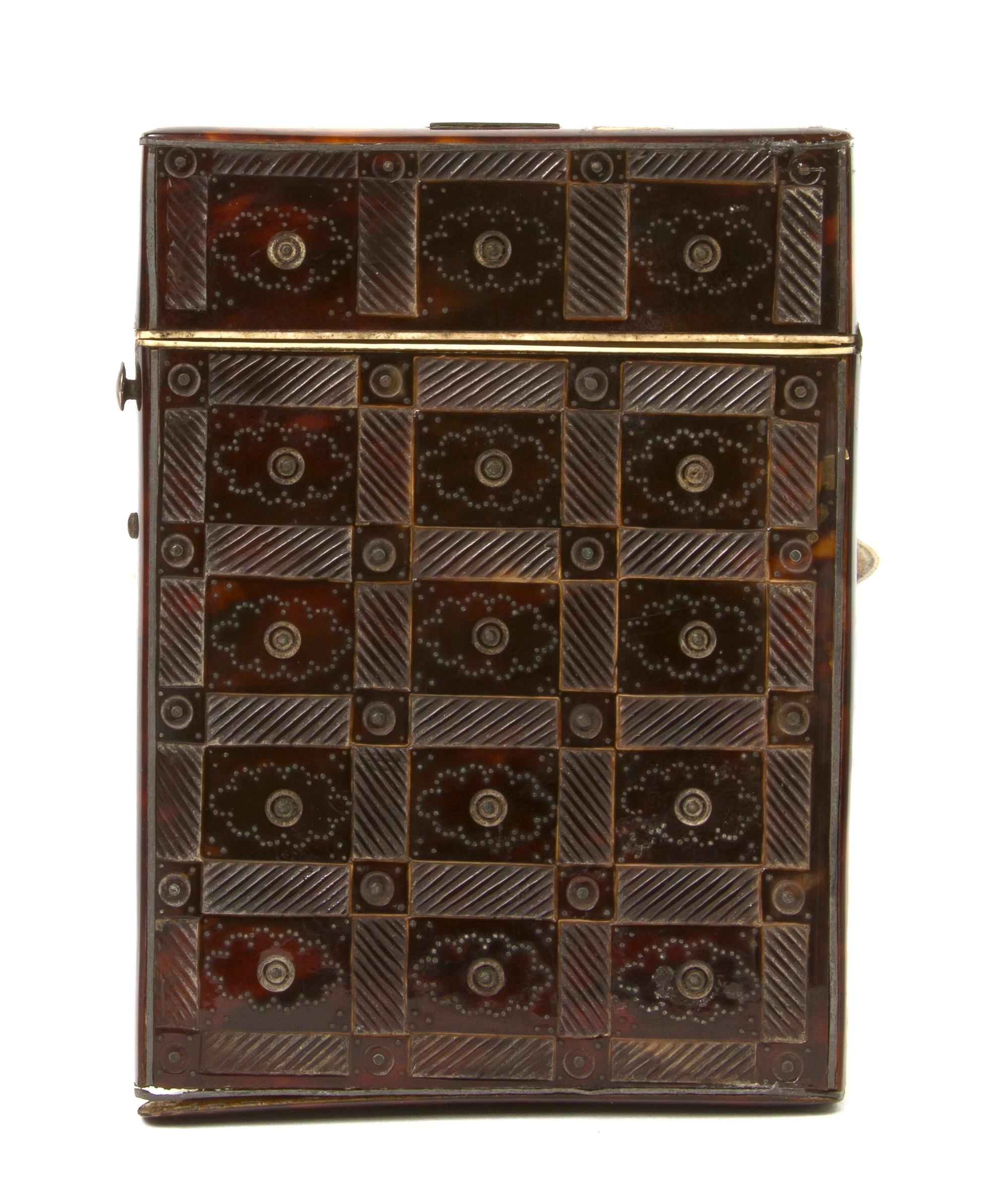 A Tooled Tortoise Shell Card Case, Height 4 inches.