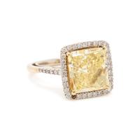 FANCY INTENSE YELLOW DIAMOND AND DIAMOND RING