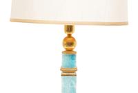A Gilt Metal Mounted Blue-Stained Stone Table Lamp