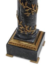 A Pair of Louis XV Style Gilt Bronze Mounted Marble Pedestals