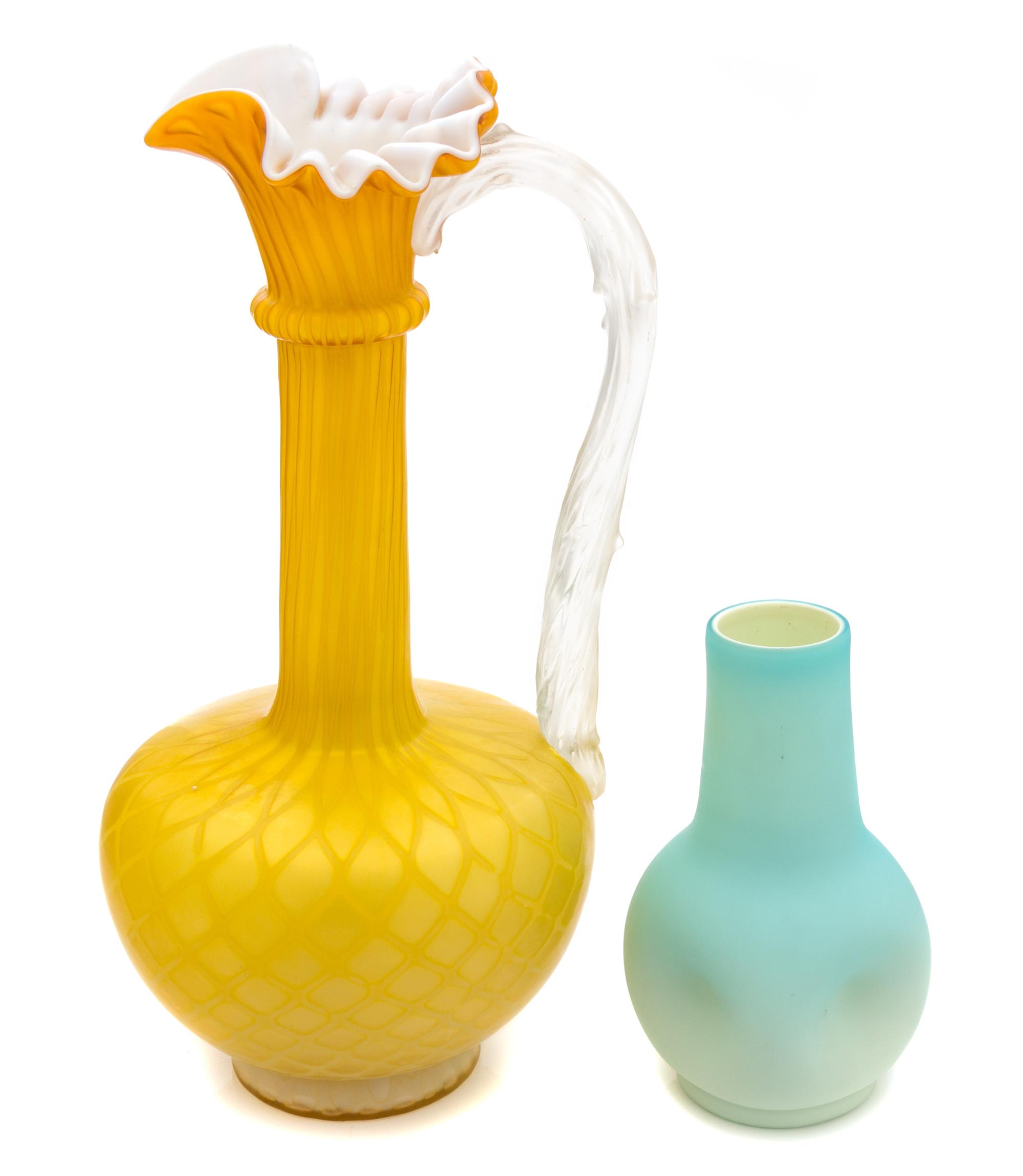 Two Victorian Glass Articles Height of first 11 1/2 inches.