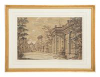 An Alley Lined by Cypress Trees and Classical Statuary