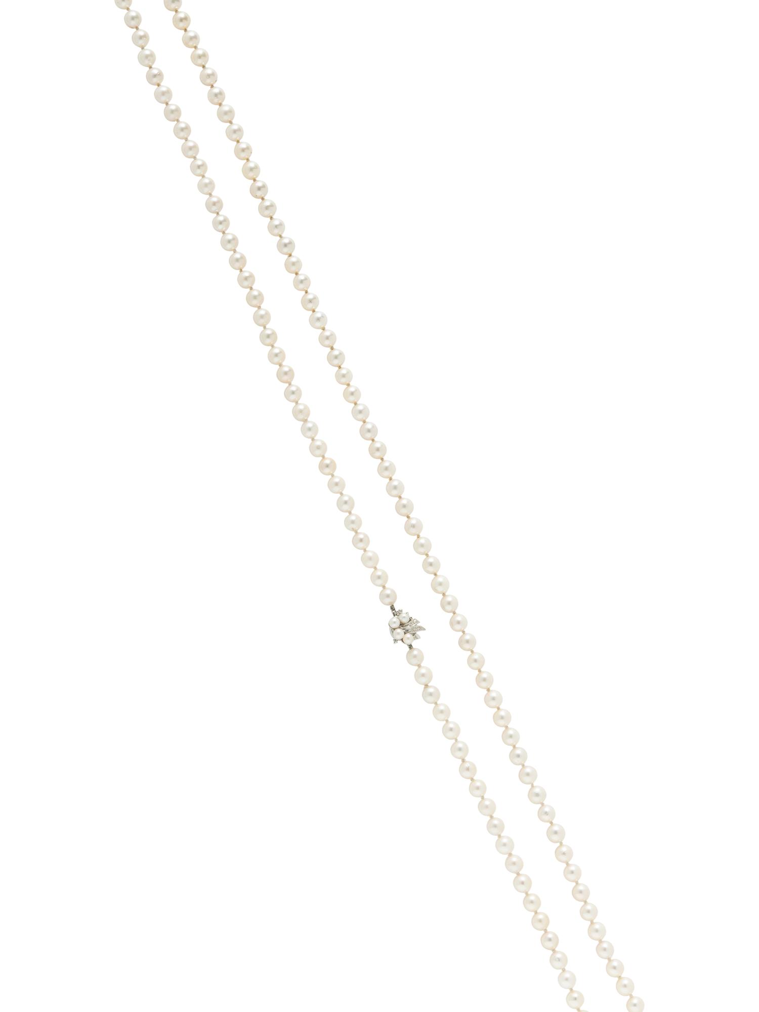 CULTURED PEARL AND DIAMOND NECKLACE