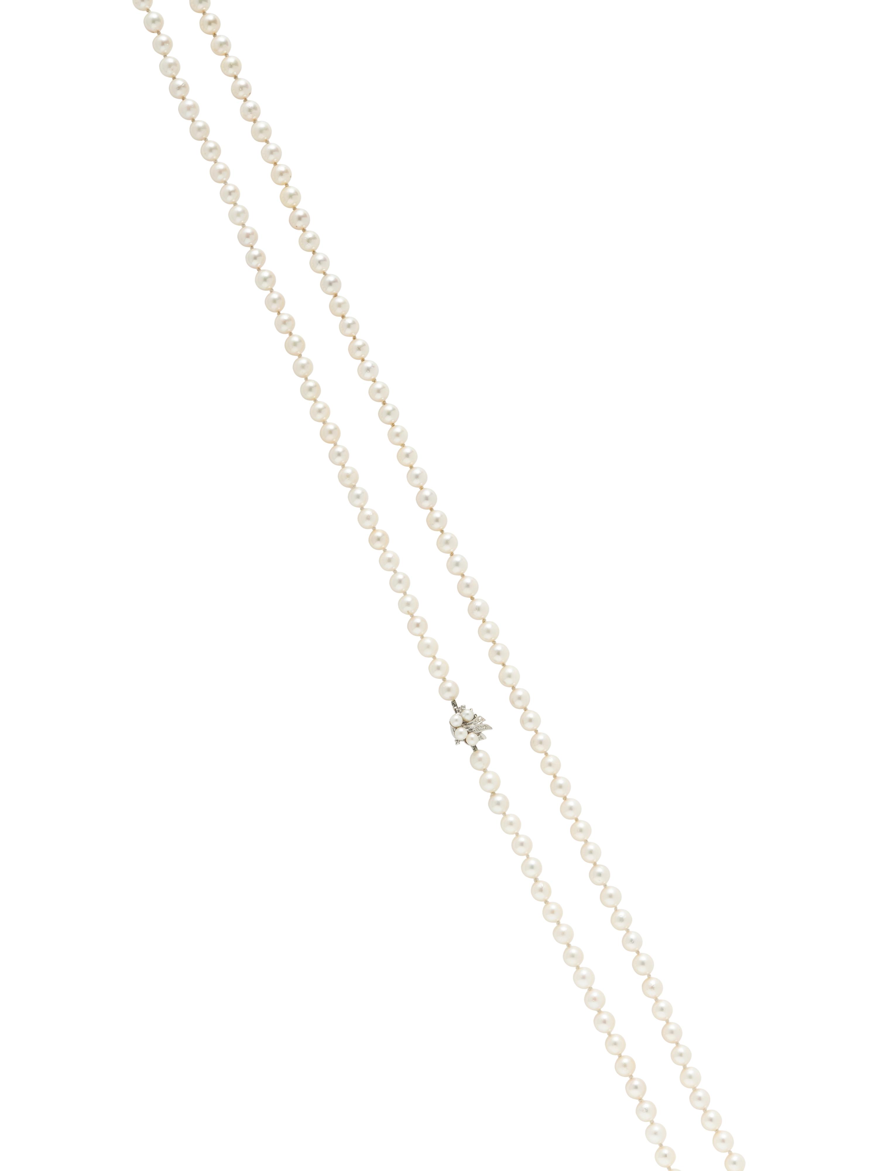 CULTURED PEARL AND DIAMOND NECKLACE