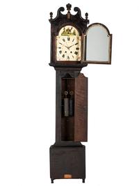 A Classical Black Paint and Parcel Gilt Decorated Tall Case Clock