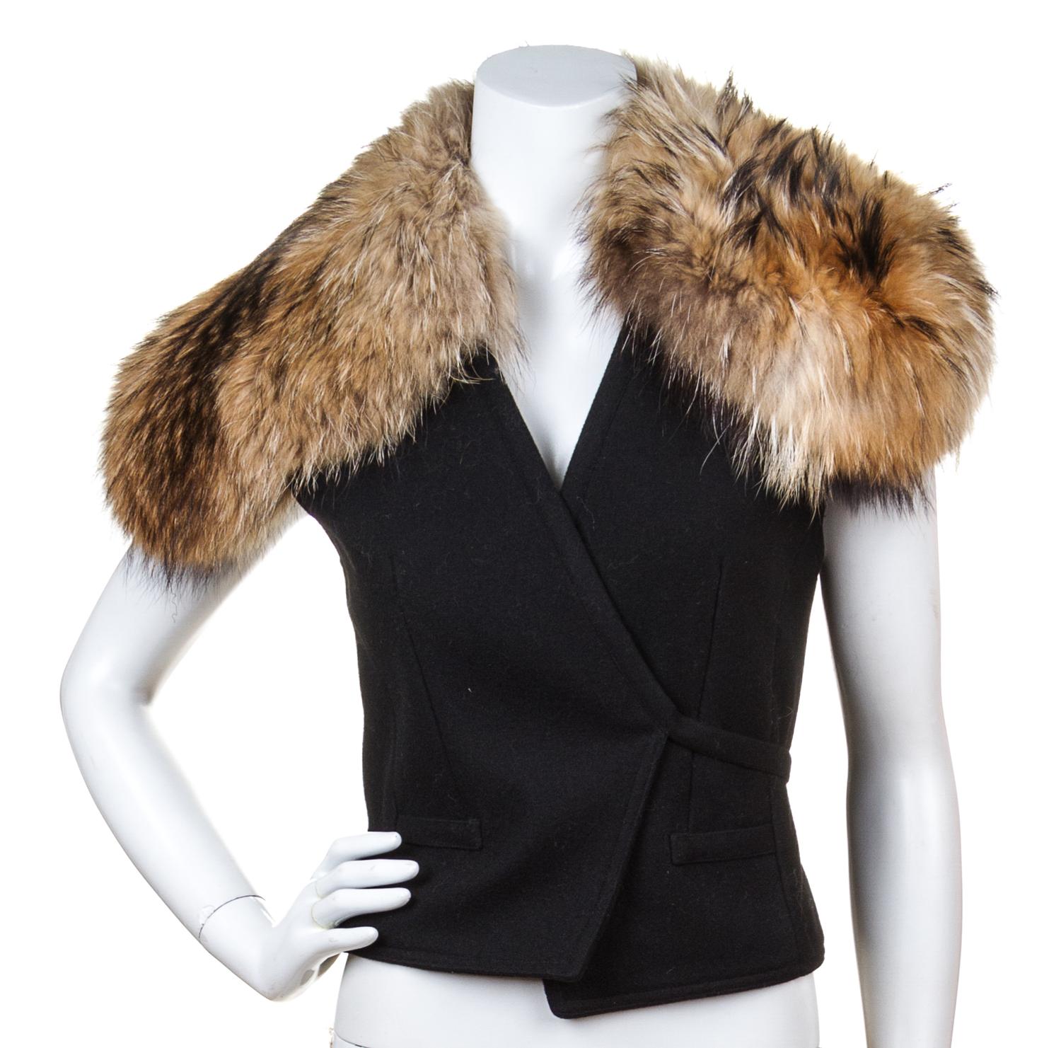 A Dries Von Noten Black Wool Wrap Vest, Size 38.