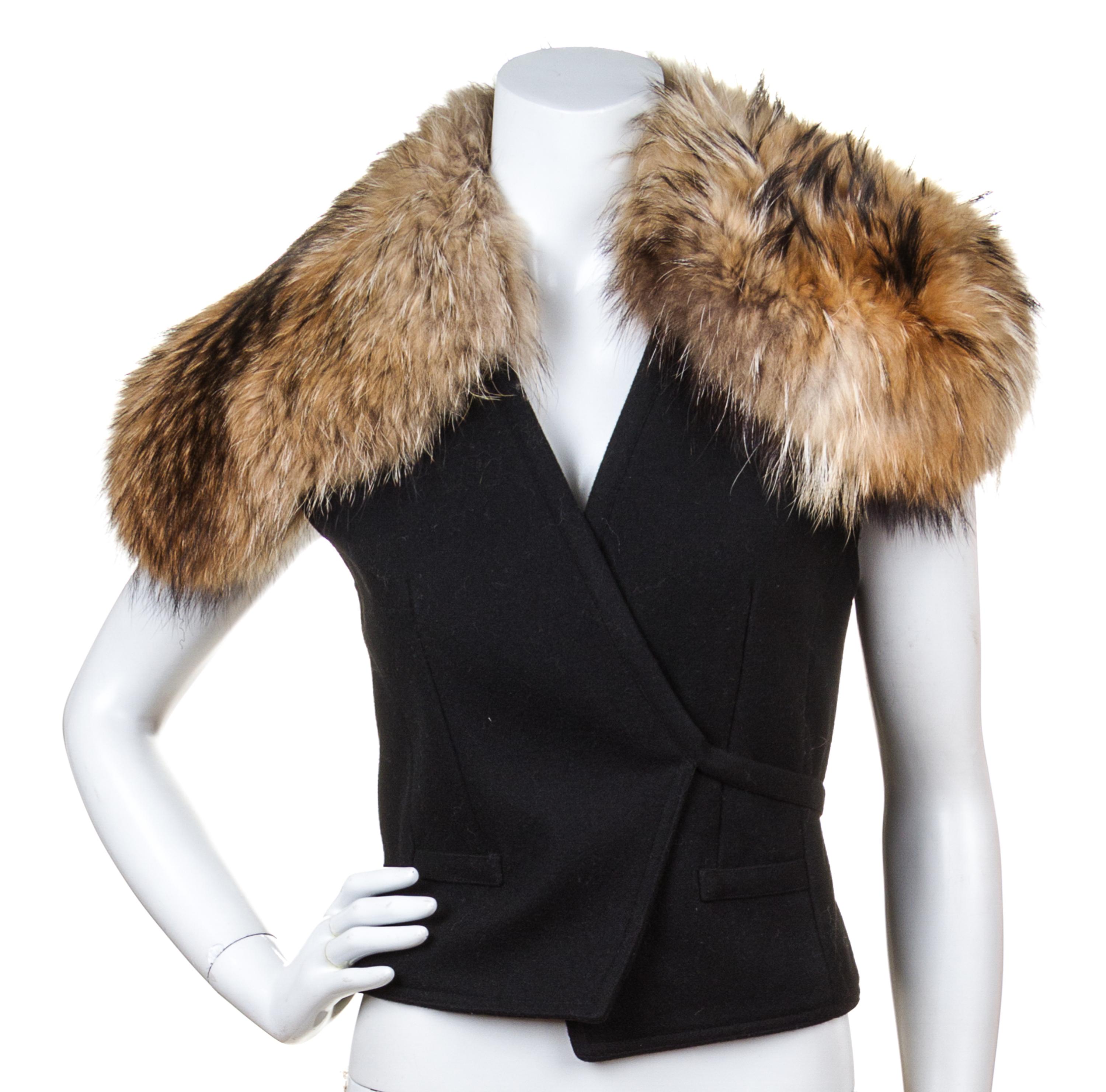 A Dries Von Noten Black Wool Wrap Vest, Size 38.