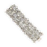 Moonstone, Diamond, and White Gold Bracelet