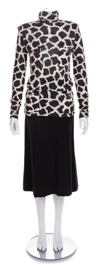 Chanel Two-Piece Animal Print Knit Dress, 1980s No size label