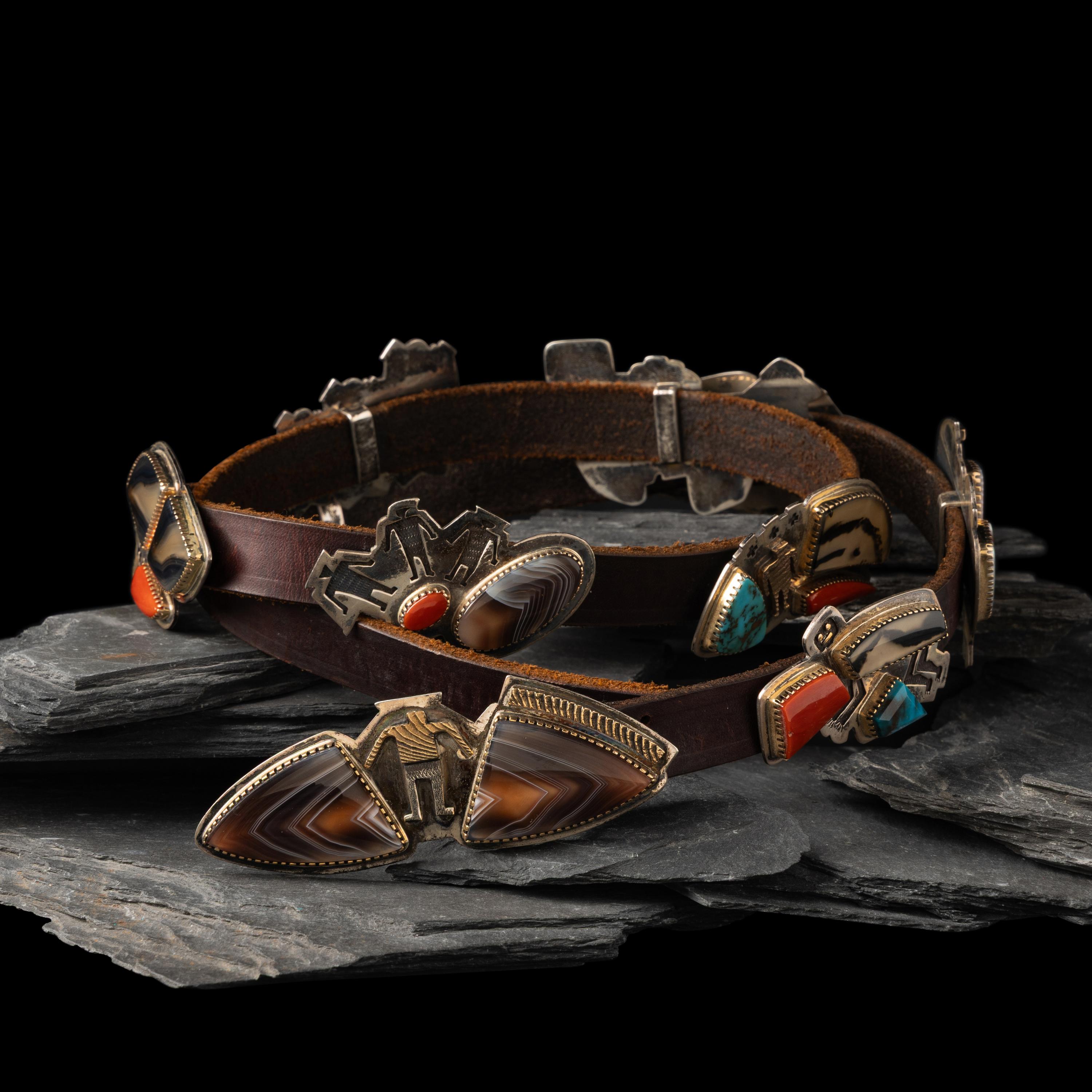 Gail Bird and Yazzie Johnson (Kewa-Laguna, b. 1949) / (Diné, b. 1946) — Human Figures Belt, Published and Exhibited, 1991