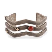Silver Cuff Bracelet Accented with 14k Gold and Coral