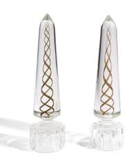 A Pair of Italian Glass Obelisks