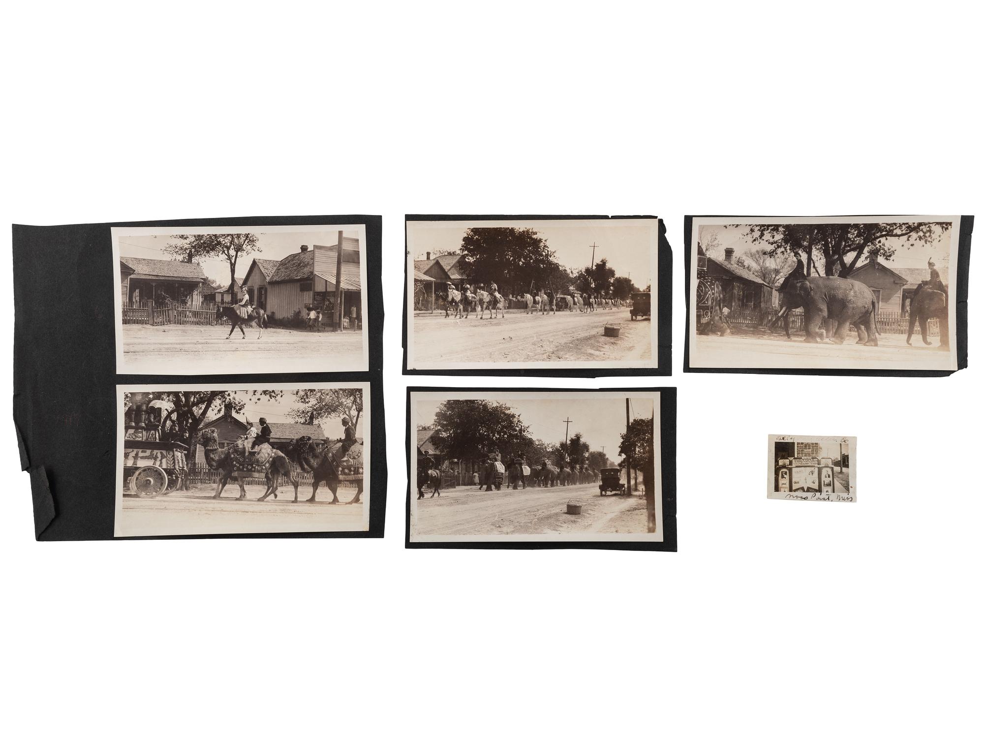 [ENTERTAINMENT]. A group of photographs and ephemera of early 20th-century entertainments, featuring bands, amusement parks, beaches, theater, camping, and the circus, including: