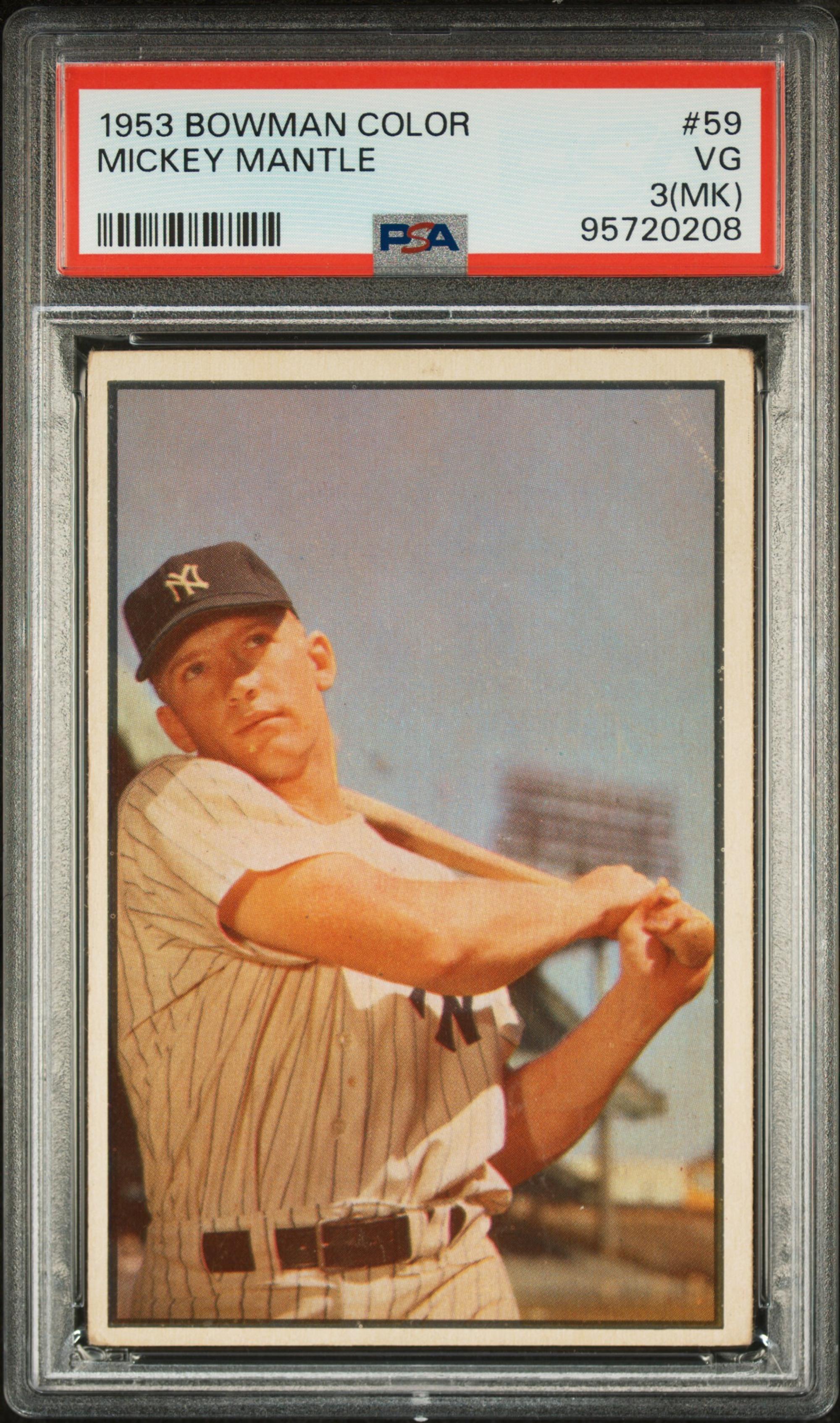 A 1953 Bowman Color Mickey Mantle Baseball Card No. 59 (PSA 3 MK VG)