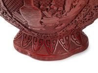 A Pair of Large Chinese Carved Red Lacquer Vases