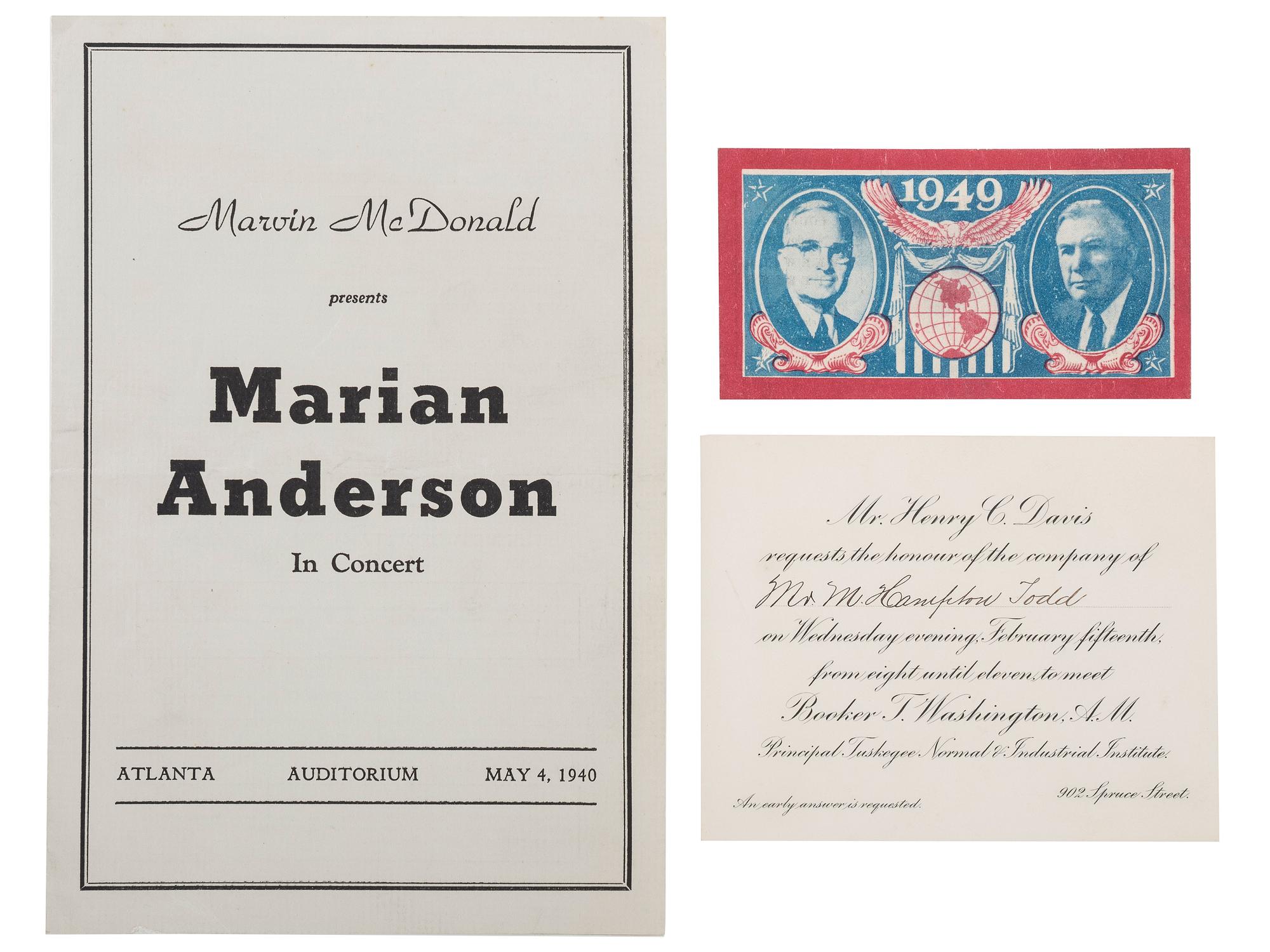 [CIVIL RIGHTS]. A group of ephemera related to Civil Rights leaders in the early 20th Century including W.E.B. DuBois and Booker T. Washington, comprising:
