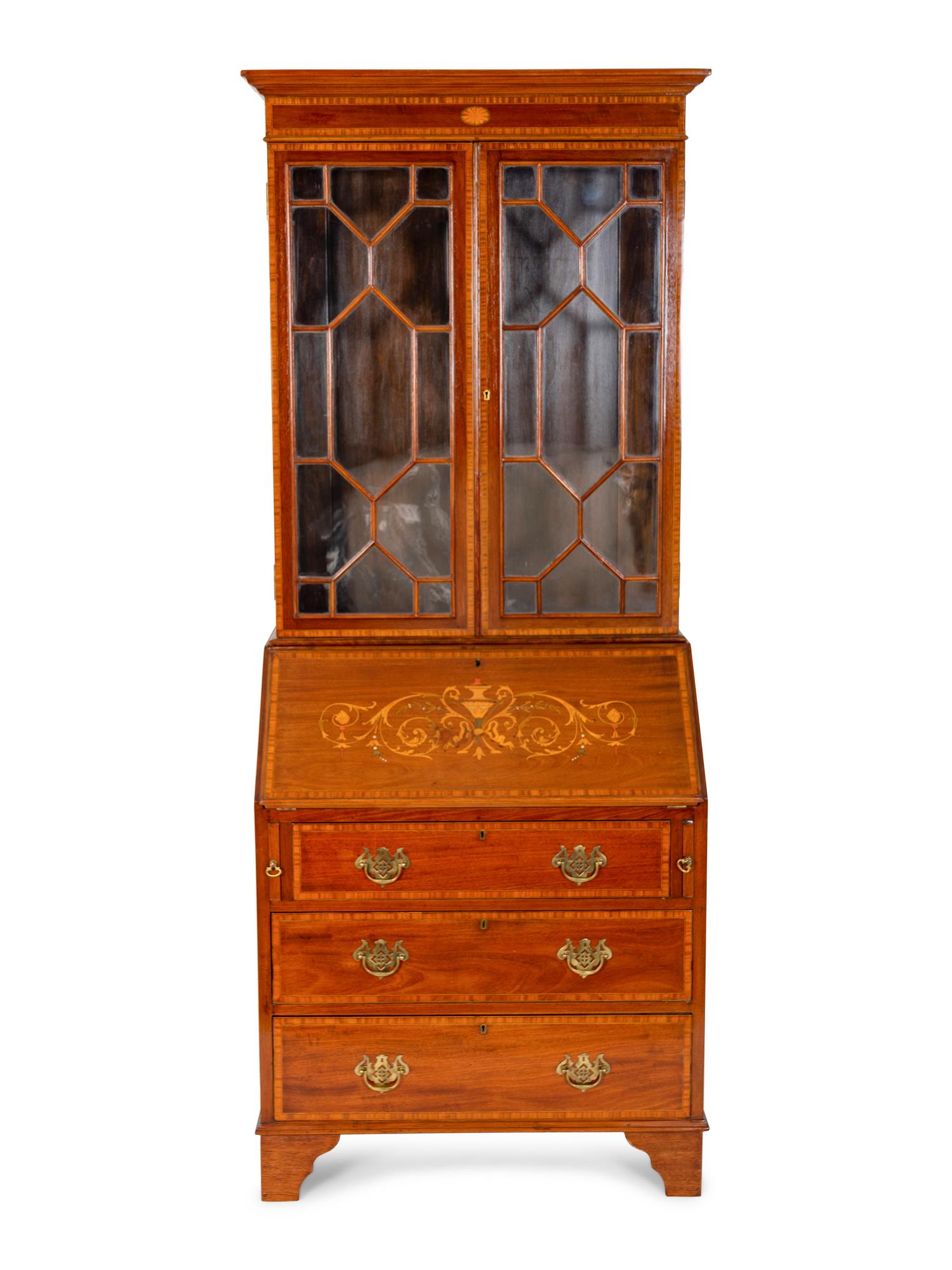 An Edwardian Inlaid Mahogany Secretary Bookcase — LATE 19TH/EARLY 20TH CENTURY