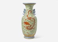 A Chinese famille rose-decorated "Dragon and Phoenix" large vase 粉彩龍鳳大貫耳瓶