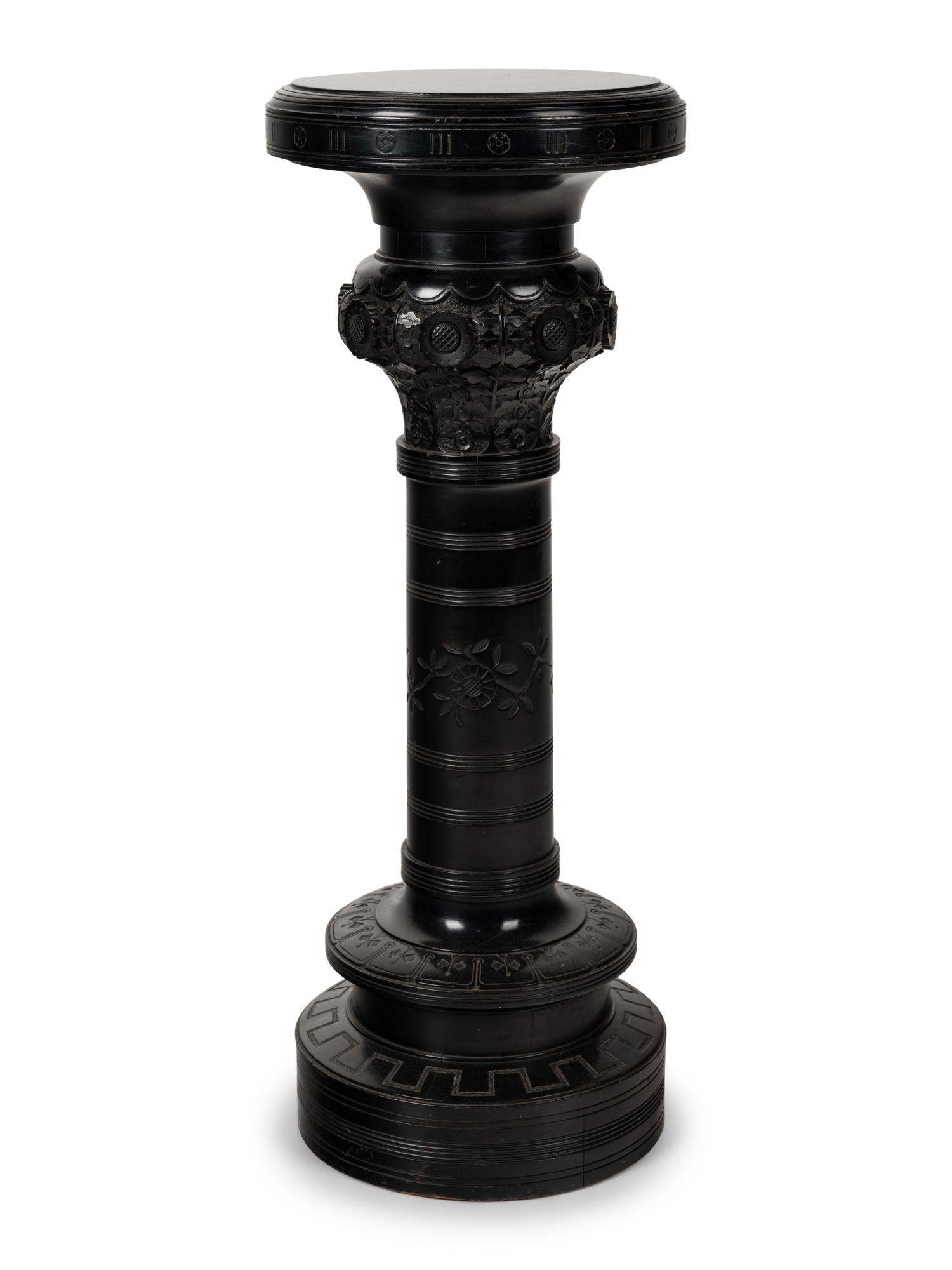 An American Carved and Ebonized Cherry Pedestal