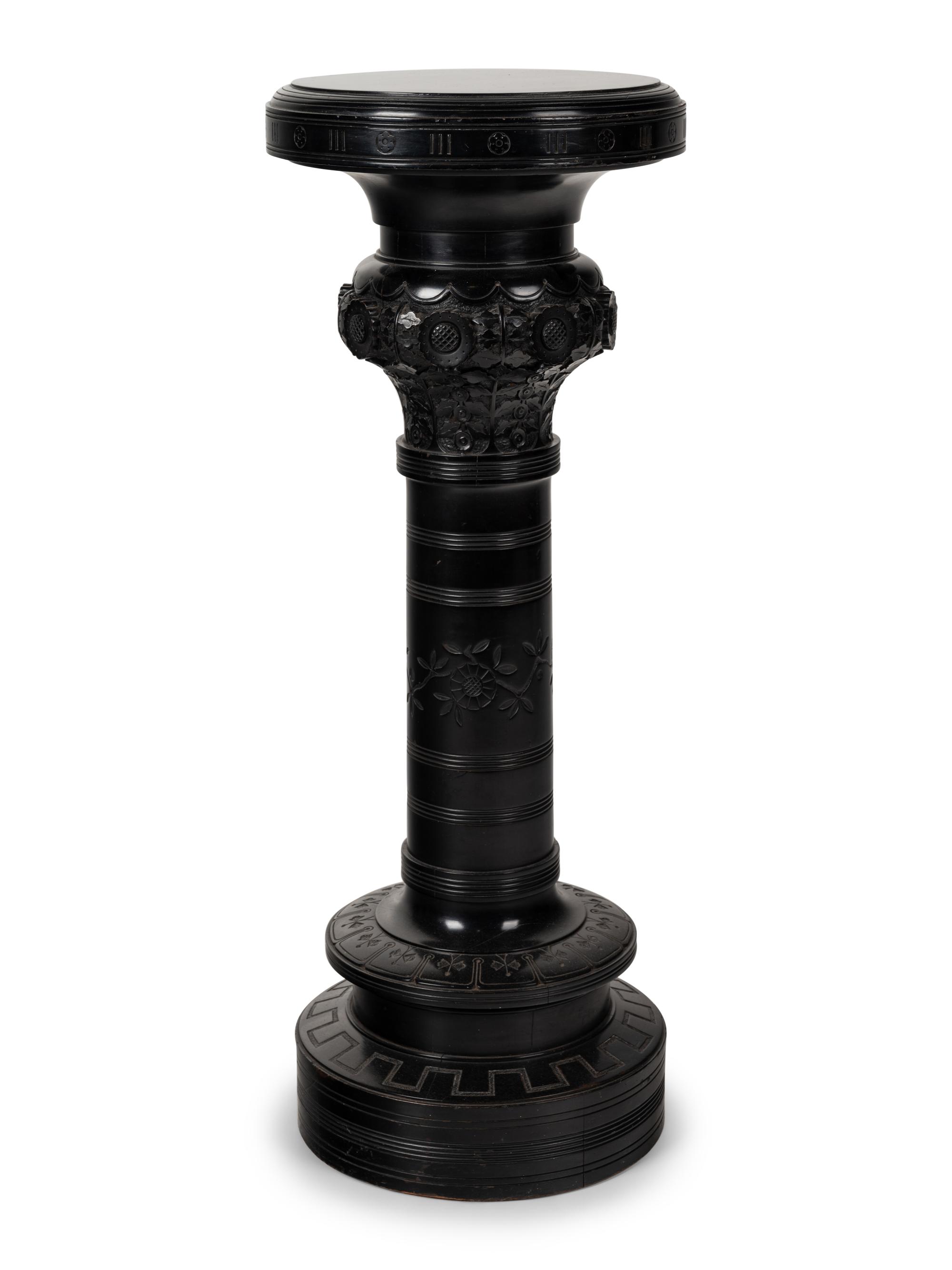 An American Carved and Ebonized Cherry Pedestal