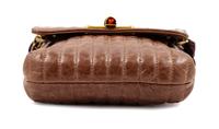 A Lanvin Chocolate Brown Leather Mini Pop Happy Crossbody Bag, 6.75" H x 7" W x 2" D; Strap Drop: up to 22.5".