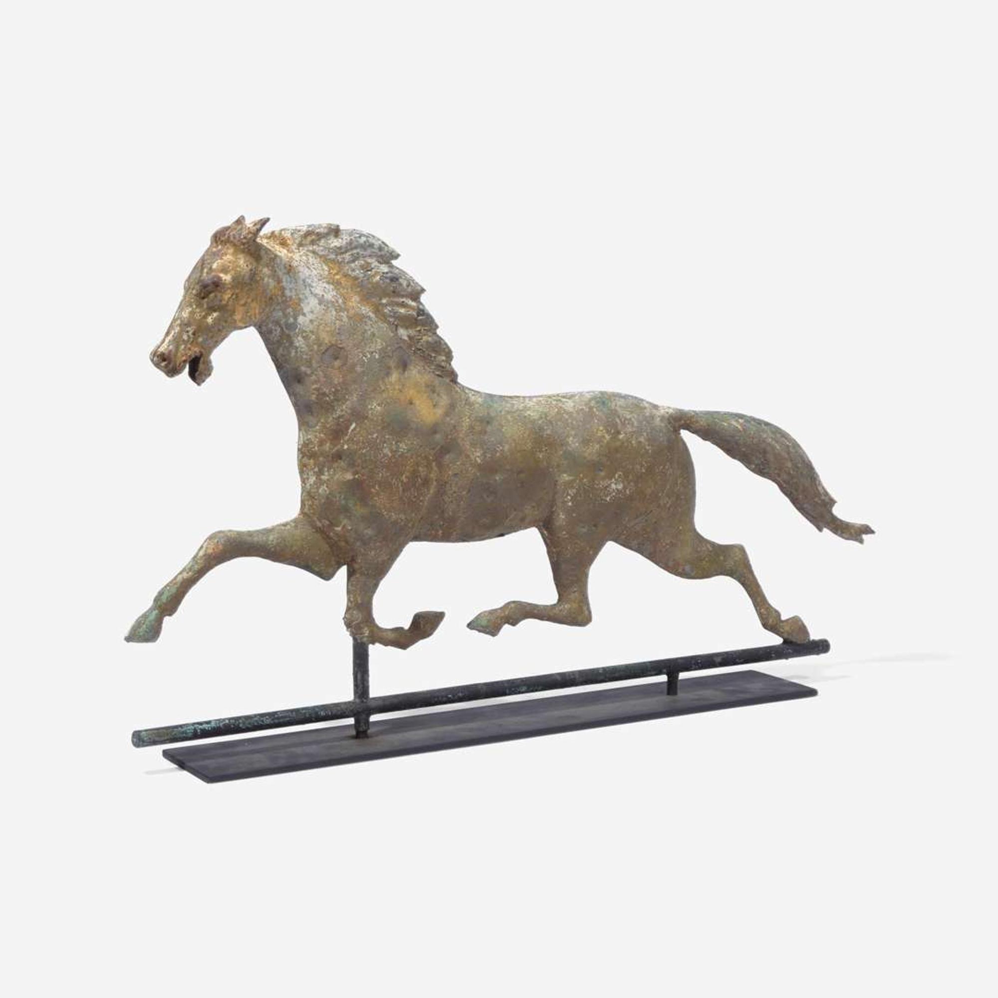 A full-bodied copper and zinc running horse weathervane late 19th century