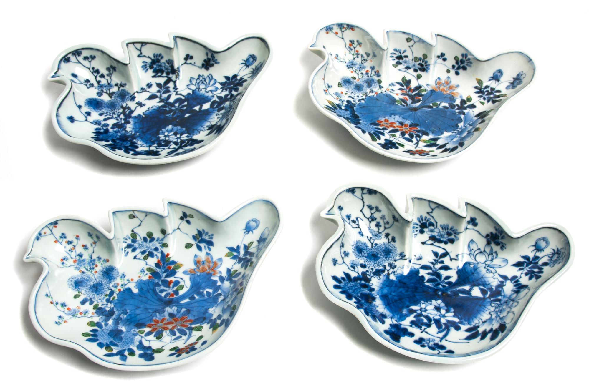 A Set of Four Japanese Dove Plates Width 7 1/2 inches. — 20TH CENTURY