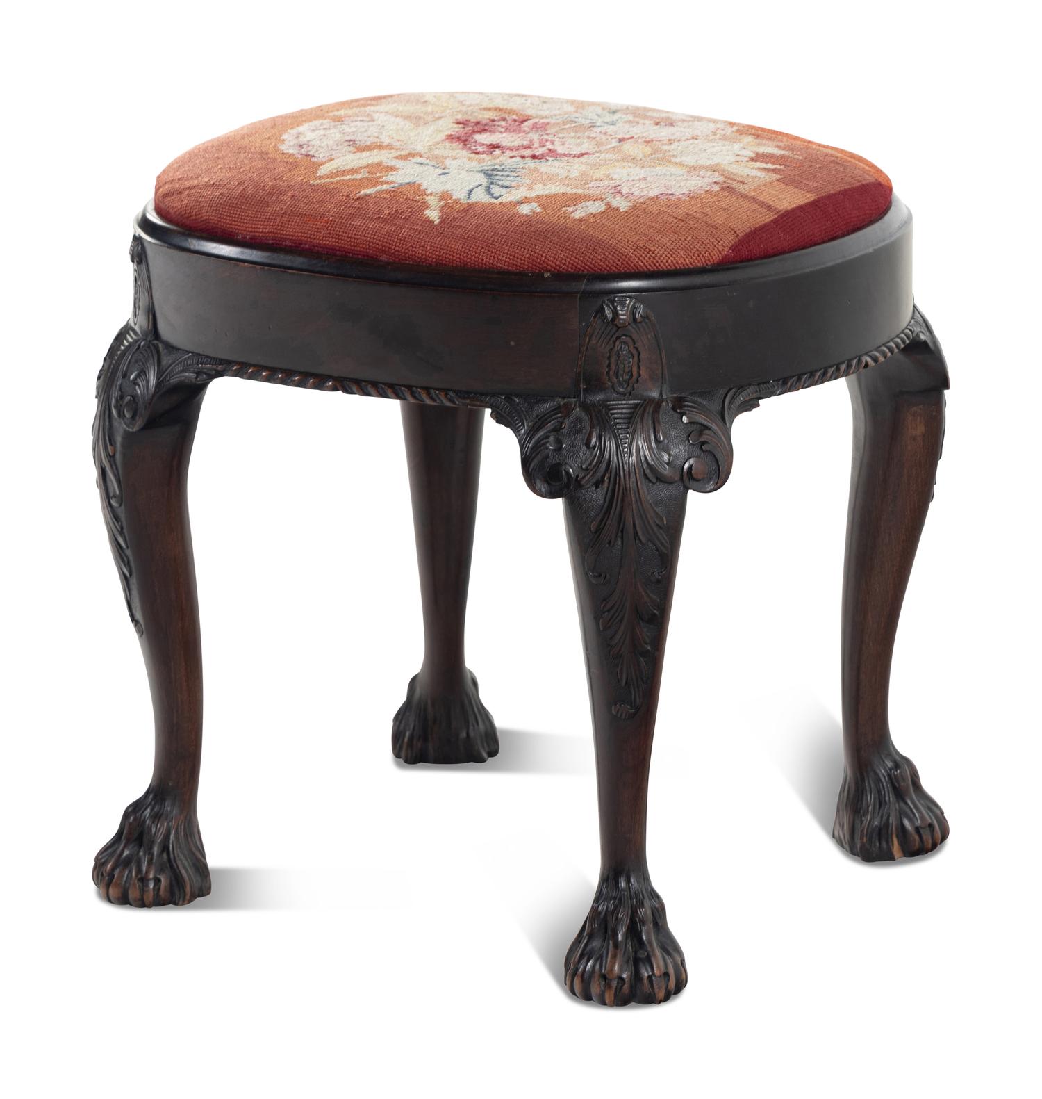 A George I Style Carved Walnut Stool