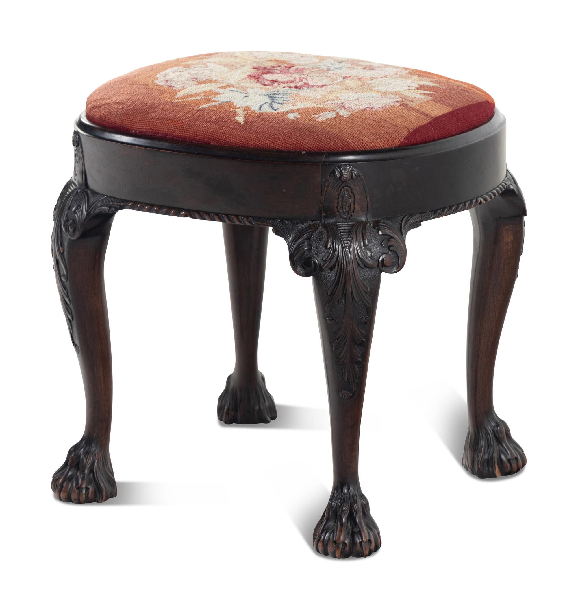 A George I Style Carved Walnut Stool