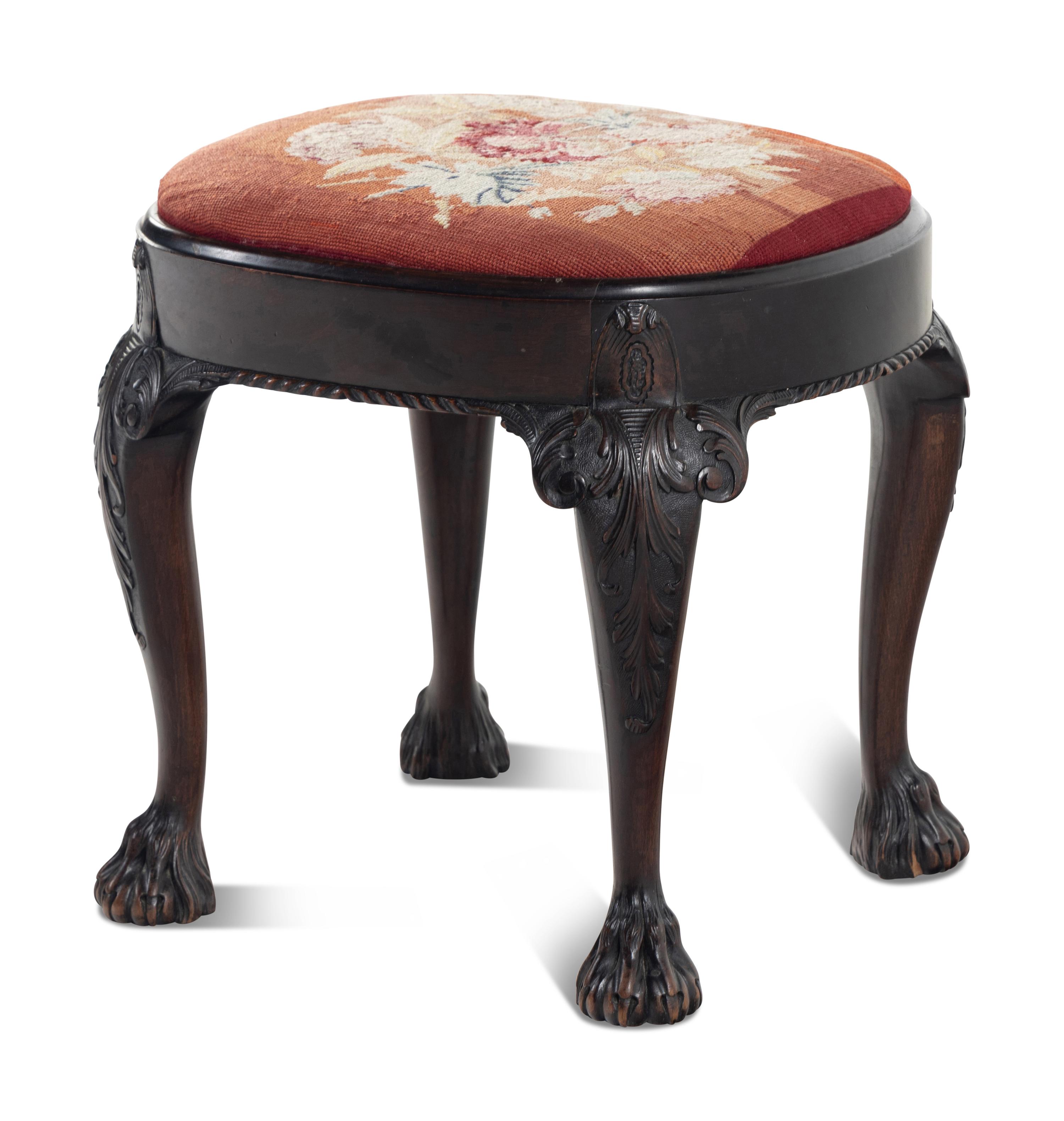 A George I Style Carved Walnut Stool