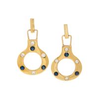 YELLOW GOLD, DIAMOND AND SAPPHIRE EARRINGS