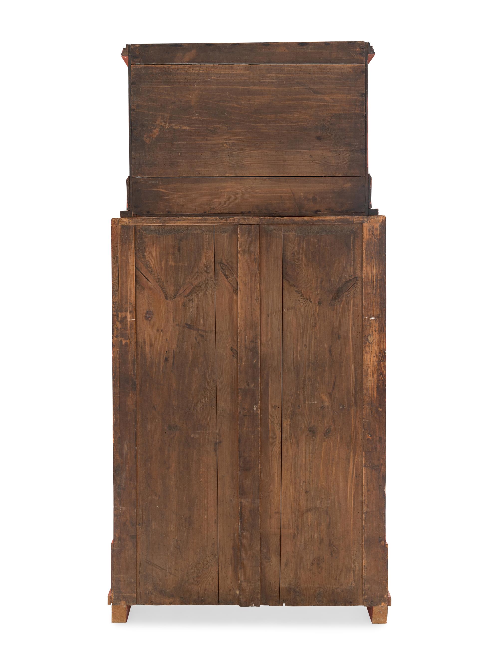 A North European Red-Painted Bureau Cabinet