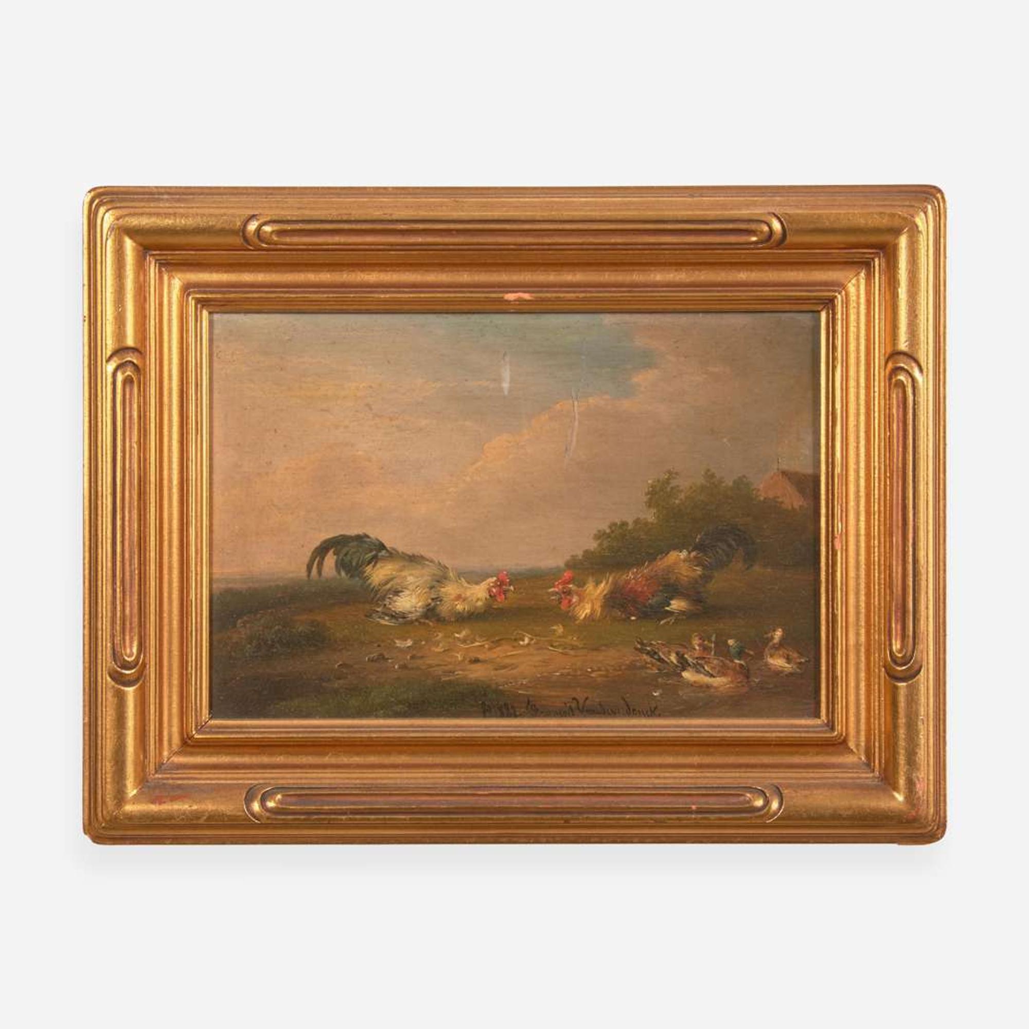 Franz van Severdonck (Belgian, 1809–1889) Cockfight and Family of Sheep; together with a Companion (3)