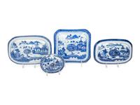 A Group Four Canton Blue and White Porcelain Lids