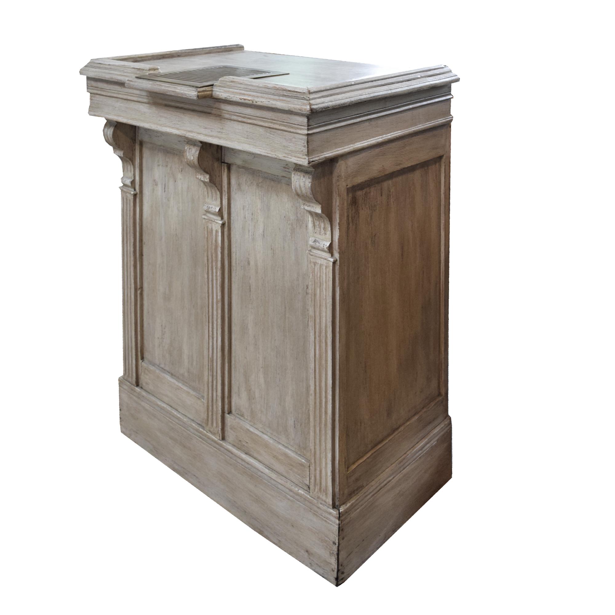 An Oak and Brass Maitre D' Stand 27.5" W x 20.5" D x 40.5" H — France
