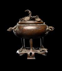 Three Japanese Bronze Incense Burners