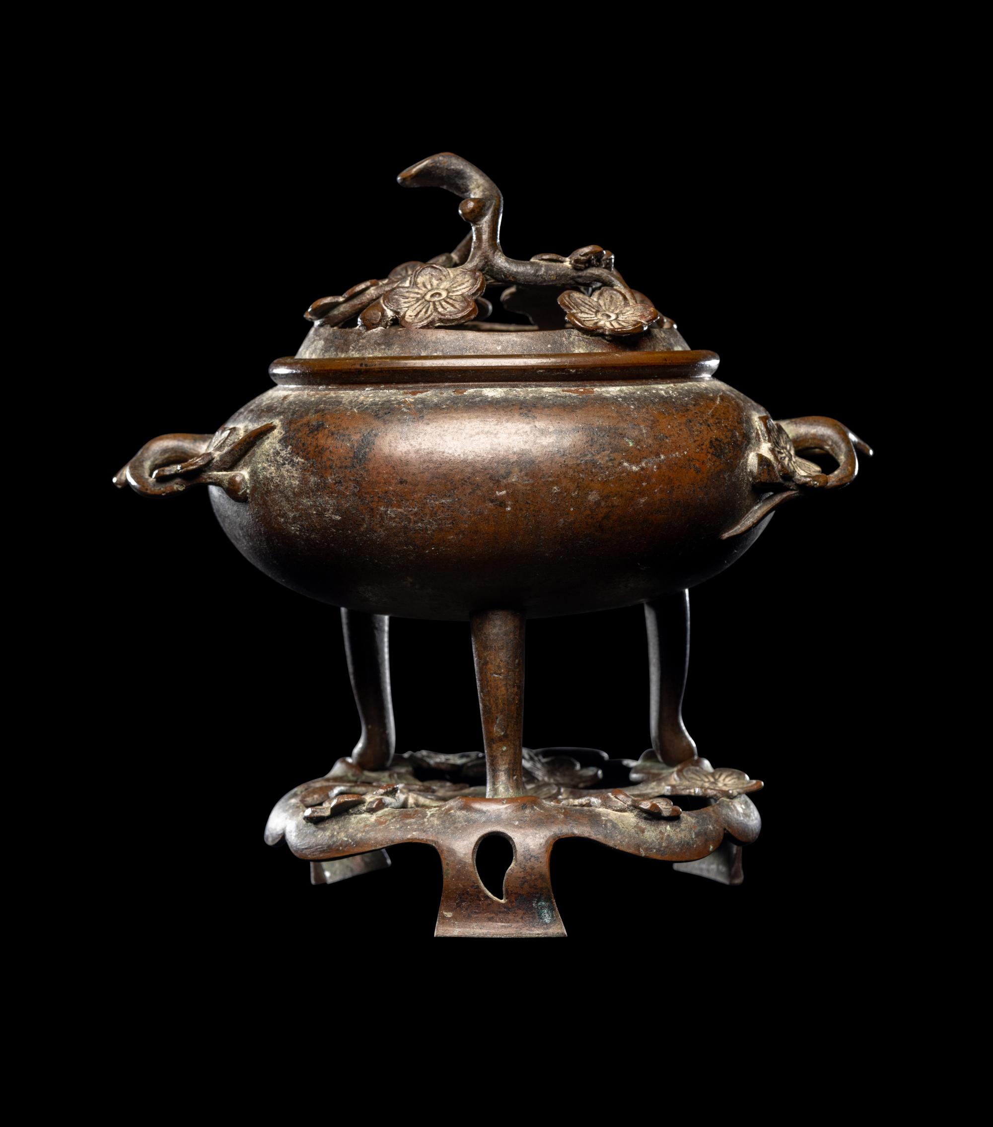Three Japanese Bronze Incense Burners