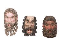 Three Mexican Carved and Painted Wood Festival Masks