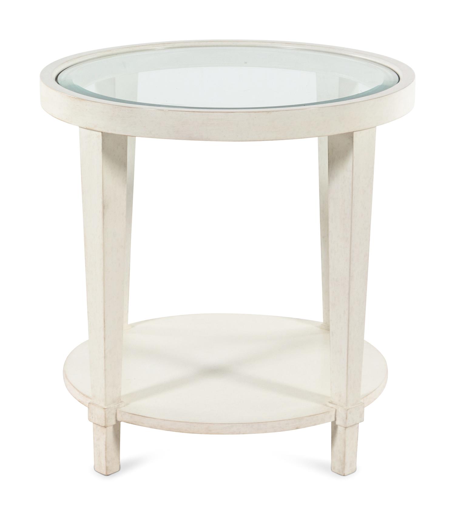 A Contemporary White-Painted Glass-Top Side Table