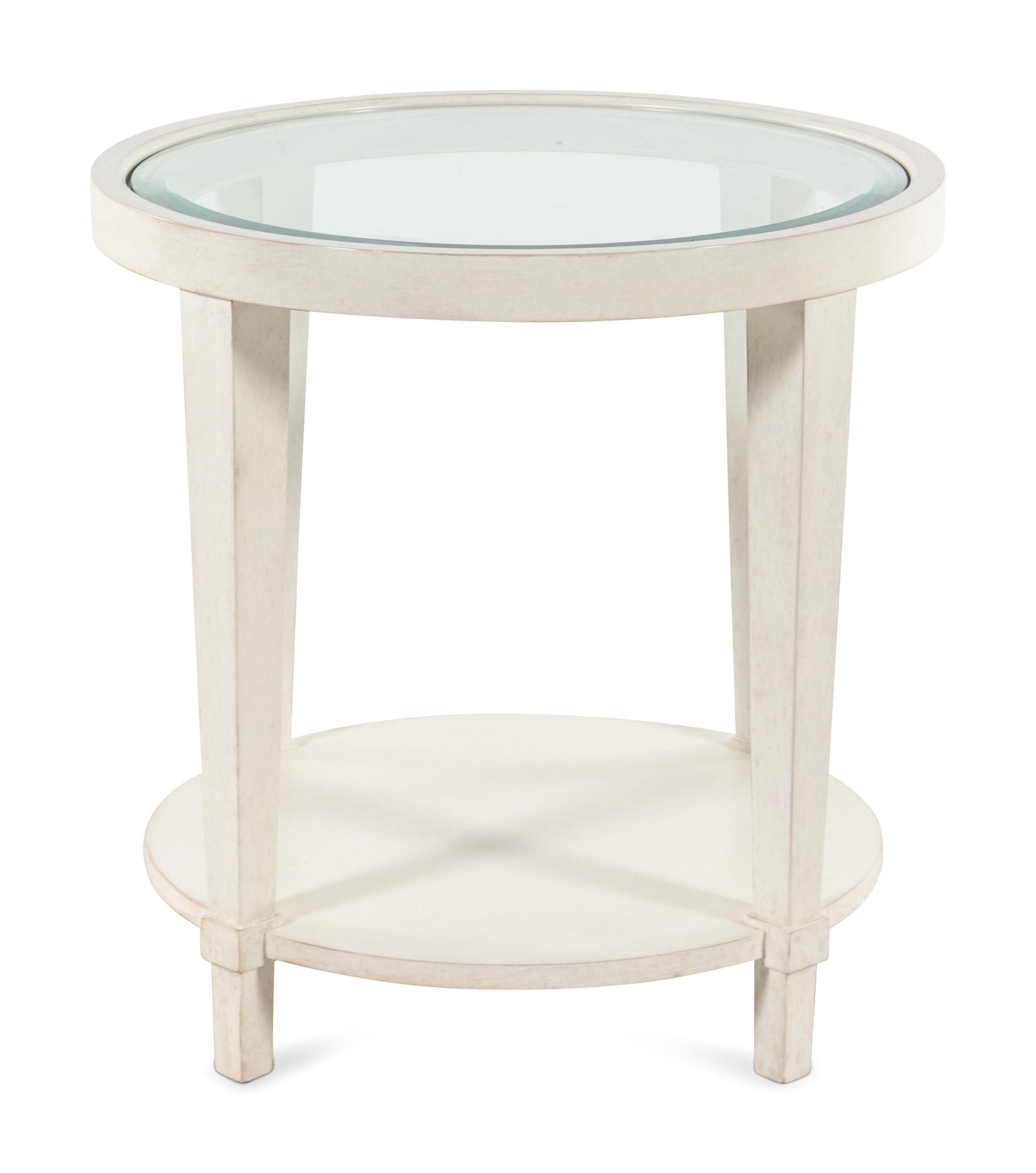 A Contemporary White-Painted Glass-Top Side Table