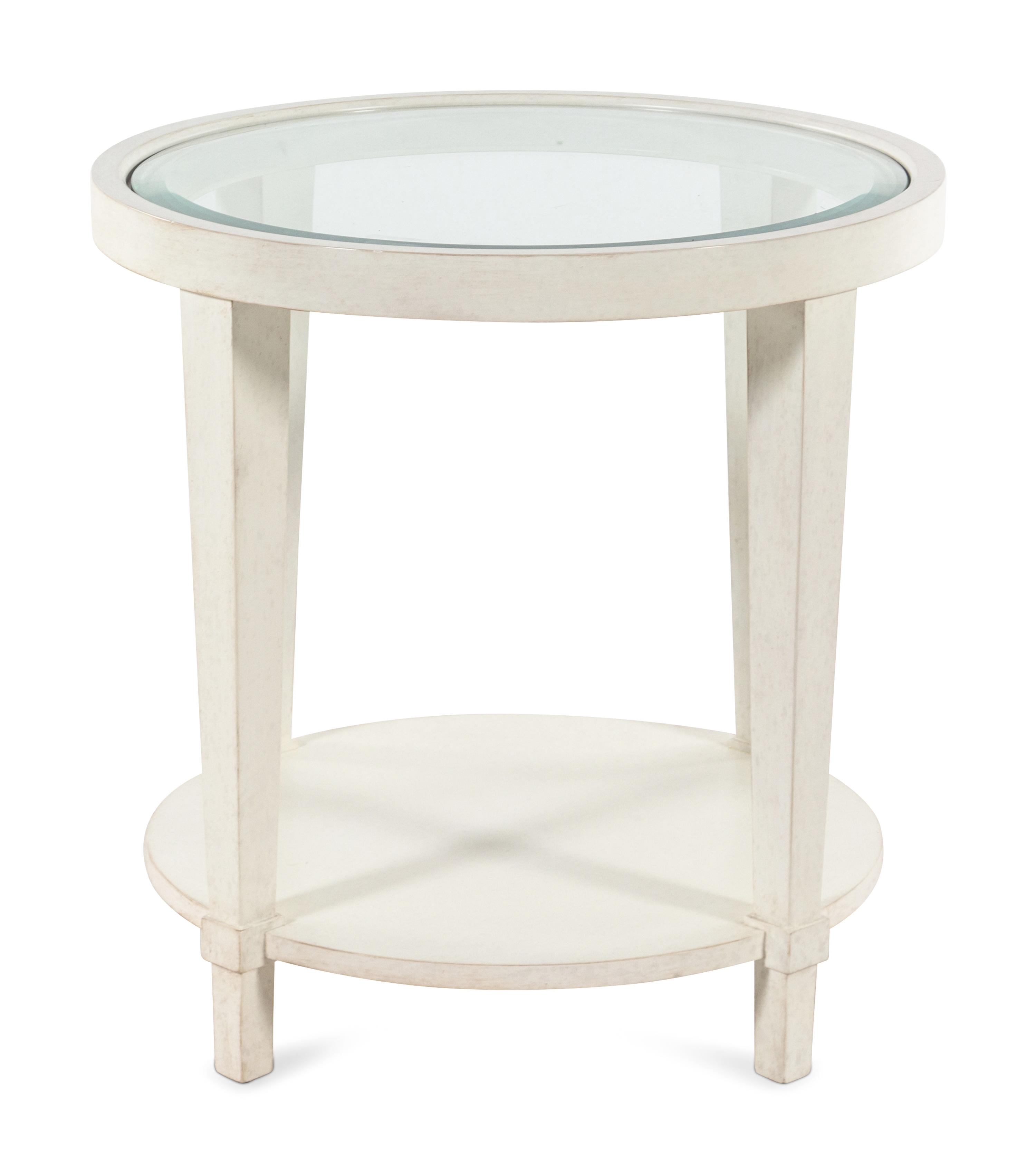 A Contemporary White-Painted Glass-Top Side Table