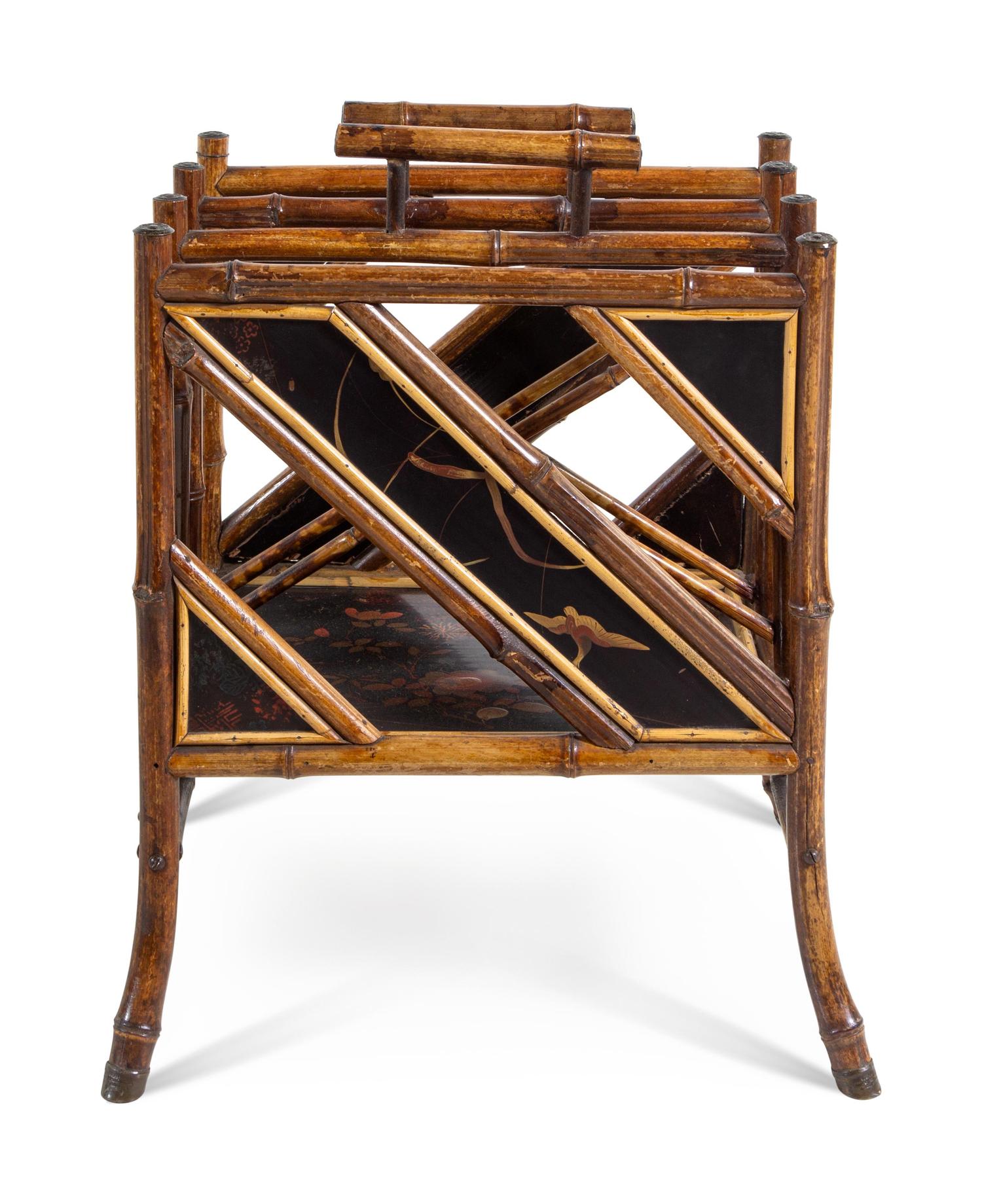A Chinese Export Bamboo and Ebonized Canterbury